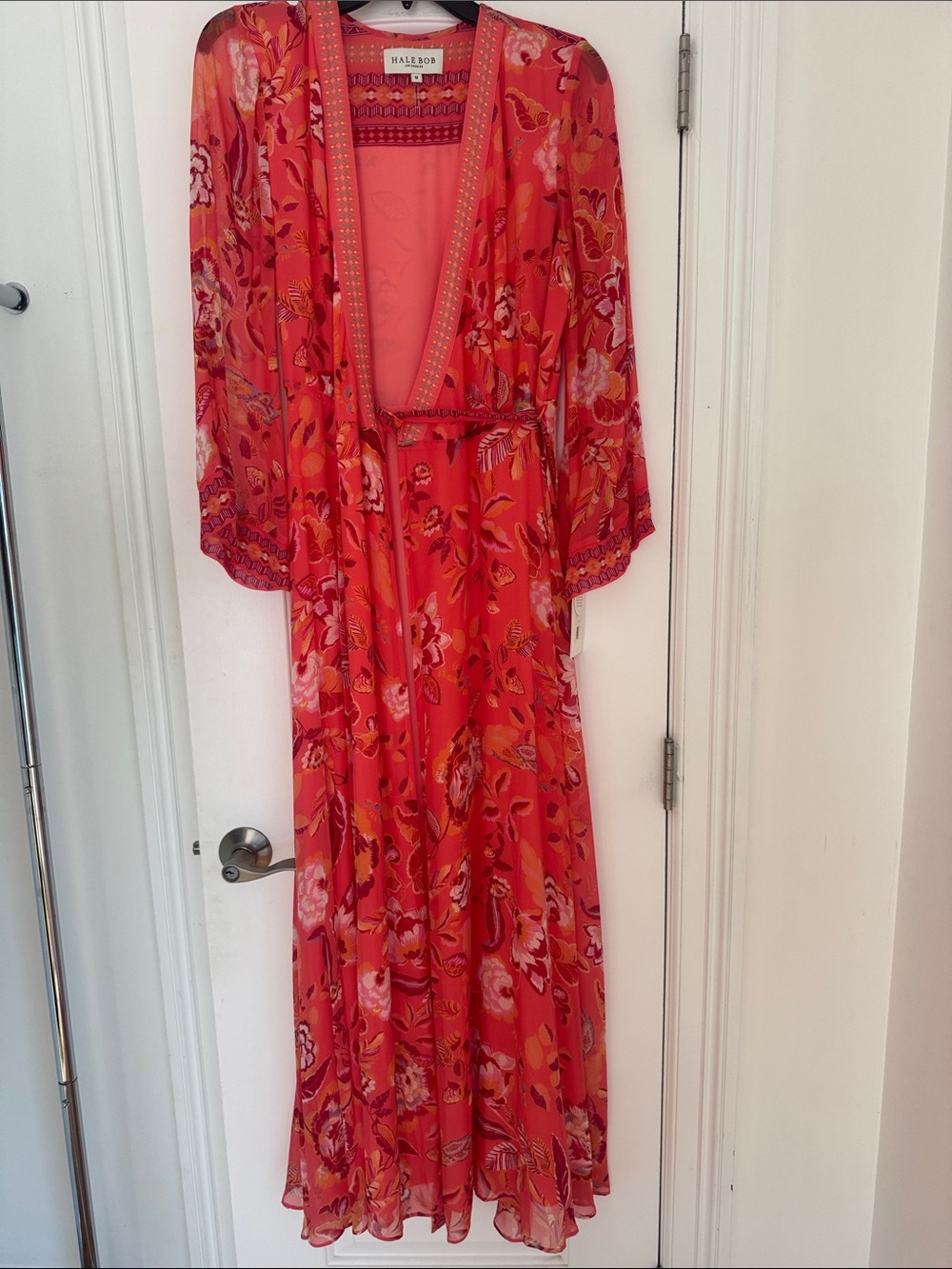 HALE BOB Floral Kimono wrap style coral lined Medium NWT - Picture 16 of 16
